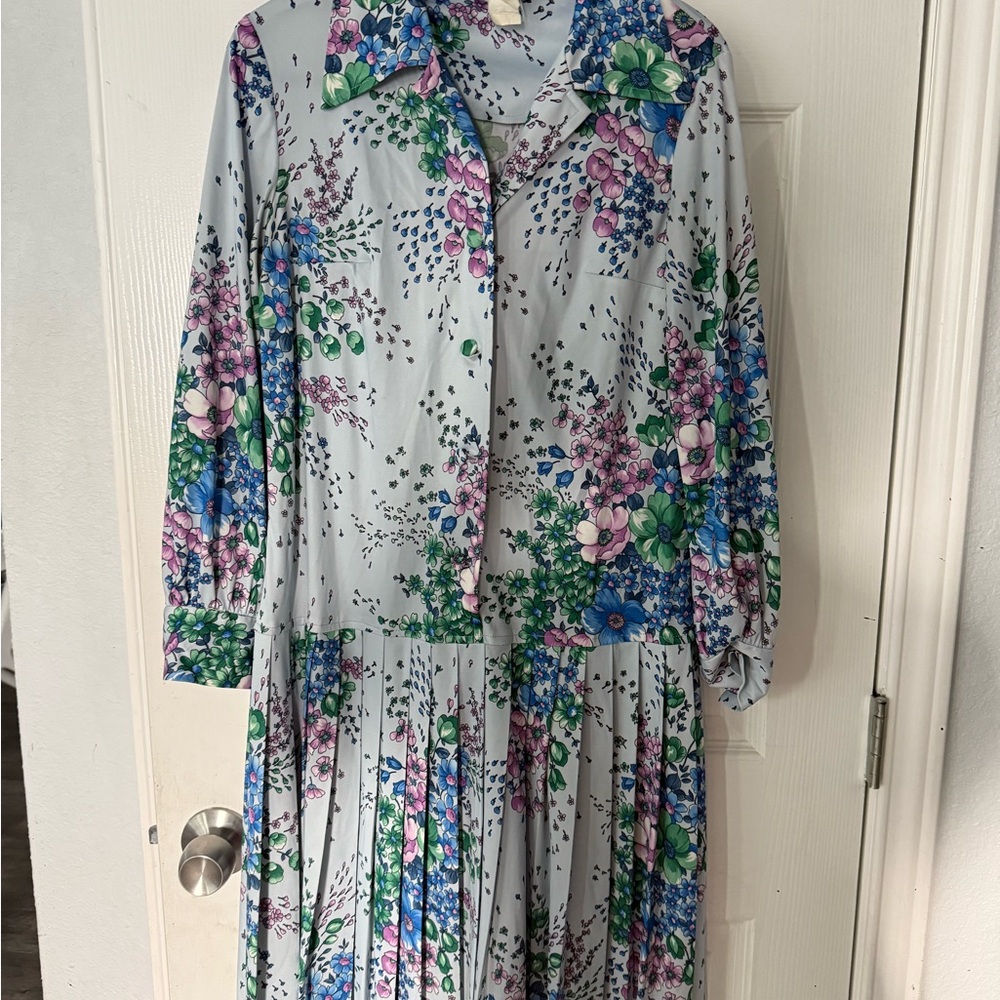 70s vintage Floral Long Sleeve Dress